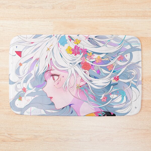 Item preview, Whimsical Retro Pastel Floral Anime Girl designed and sold by bubblegoth.
