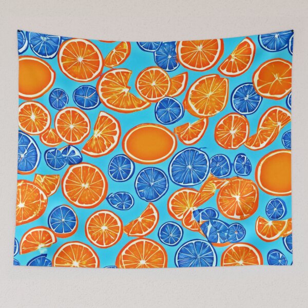 Item preview, Orange Fruit on Blue: Vibrant Contrast designed and sold by Health And Fitness Posts e-Store.