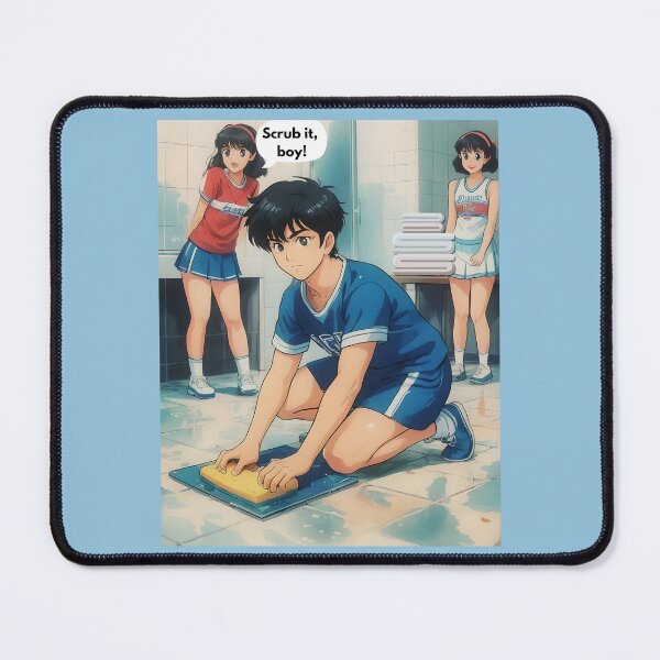 Item preview, Boy Scrubbing Floor with Cheerleaders designed and sold by DesignsBuyGem.