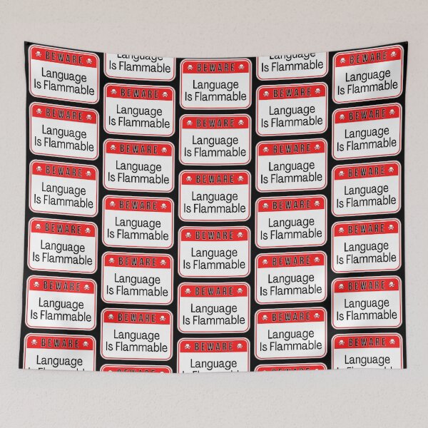 Item preview, BEWARE:  Language Is Flammable - funny warning signs designed and sold by DesignsFromTW-S.
