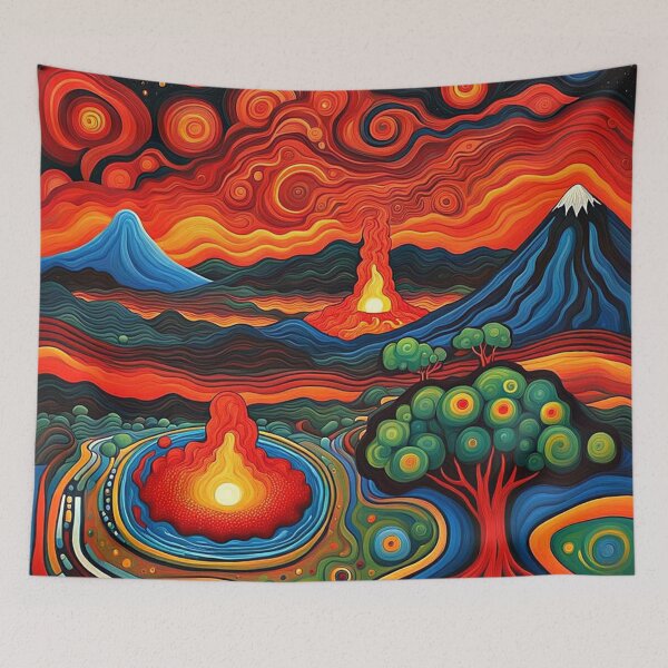 Item preview, Erupting volcano at night 3 designed and sold by George Hutton Hunter.