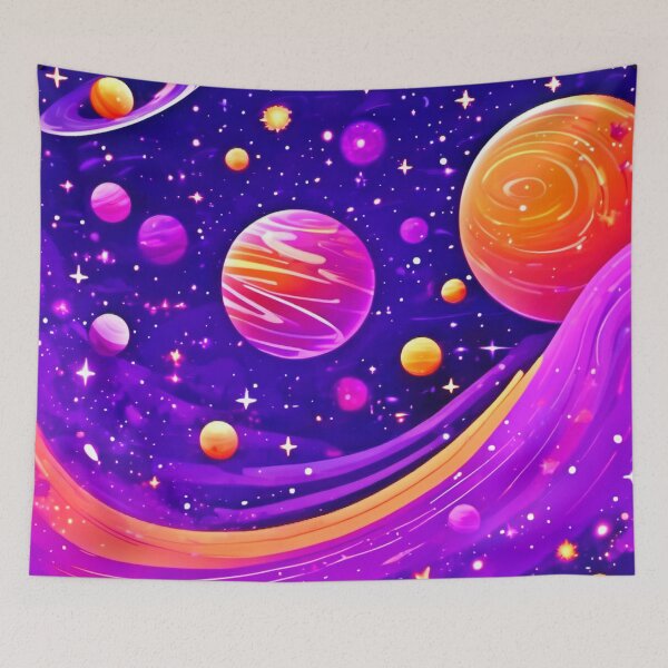 Item preview, Cartoon Cosmos: Orange & Purple Celestial designed and sold by Health And Fitness Posts e-Store.