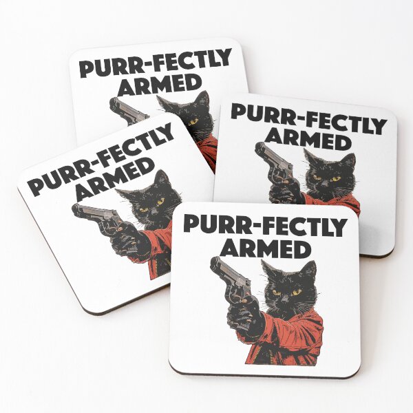 Item preview, Black Cat - Purr-fectly Armed (with Black Lettering) designed and sold by VelvetRoom.