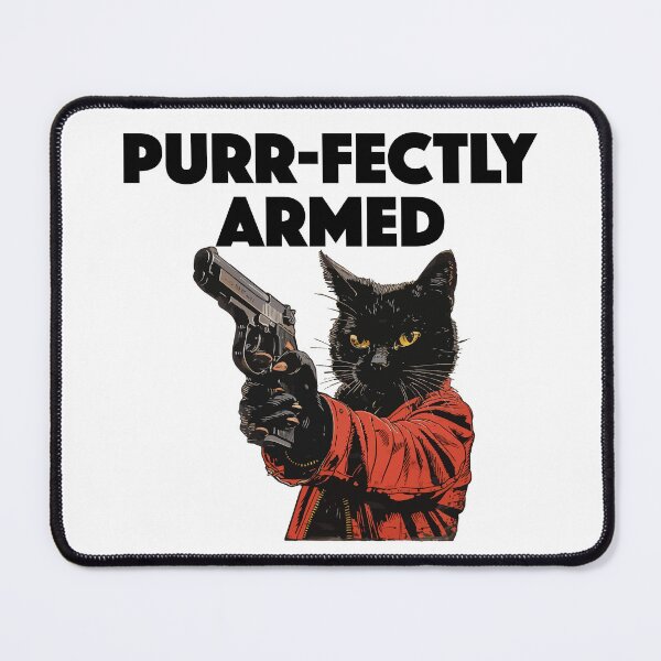 Item preview, Black Cat - Purr-fectly Armed (with Black Lettering) designed and sold by VelvetRoom.