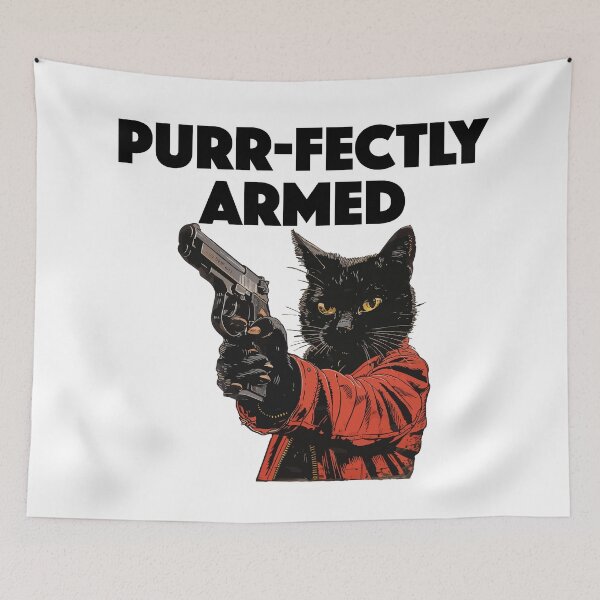 Item preview, Black Cat - Purr-fectly Armed (with Black Lettering) designed and sold by VelvetRoom.