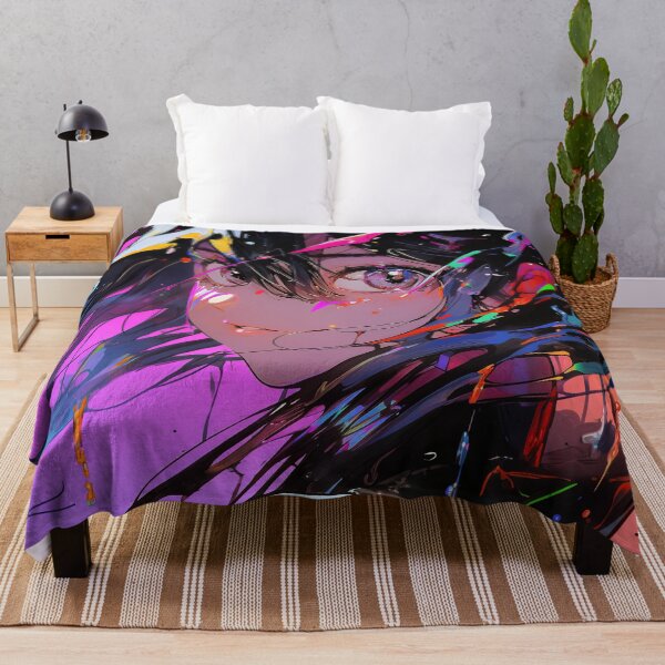 Item preview, Vivid Edgy Abstract Neon Splatter Anime Girl designed and sold by bubblegoth.