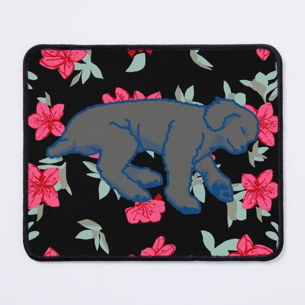 Item preview, silver sleeping dog on Red azalea  designed and sold by Eastspacebubble.