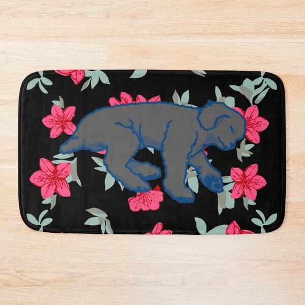 Item preview, silver sleeping dog on Red azalea  designed and sold by Eastspacebubble.