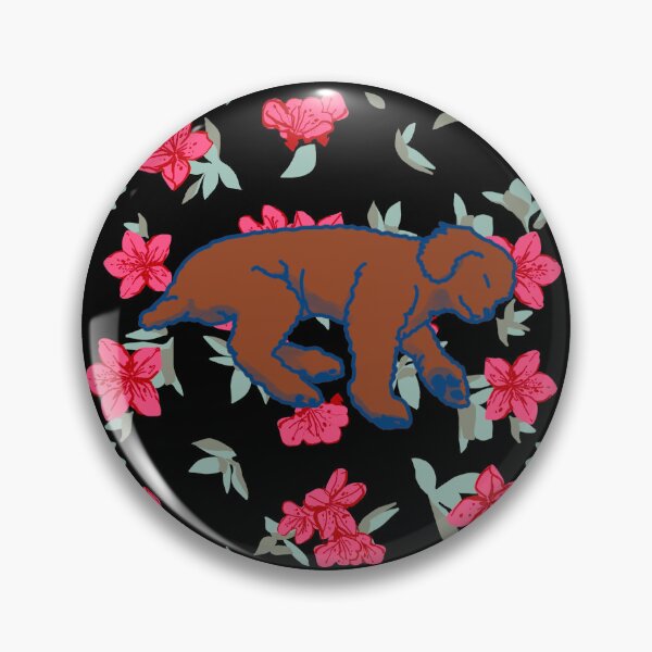 Item preview, Red brown sleeping dog on Red azalea  designed and sold by Eastspacebubble.