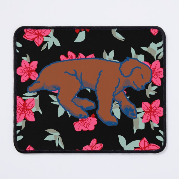 Item preview, Red brown sleeping dog on Red azalea  designed and sold by Eastspacebubble.