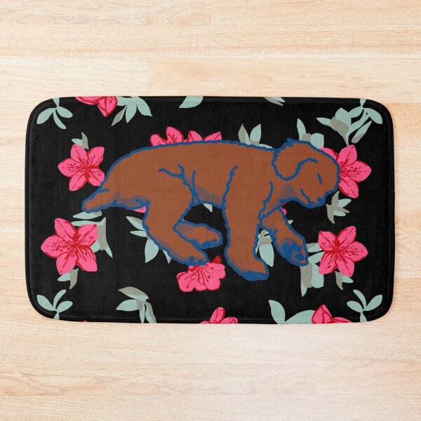 Item preview, Red brown sleeping dog on Red azalea  designed and sold by Eastspacebubble.