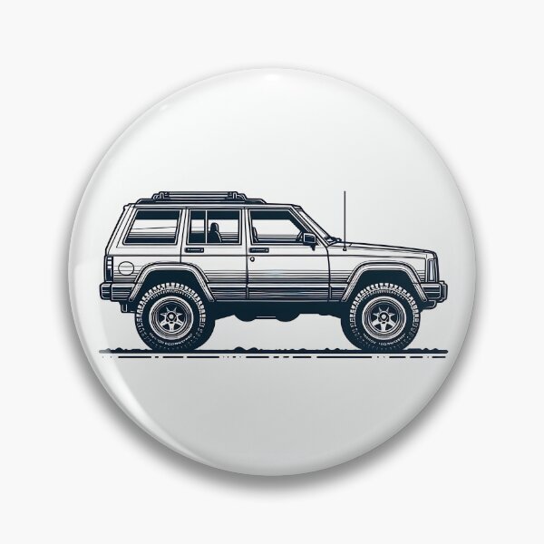 Item preview, Cherokee XJ 4x4 USA offroad Vintage old school vehicle  - black line art  designed and sold by Off-Road-Zone.