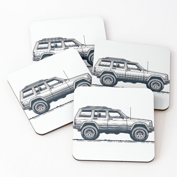 Item preview, Cherokee XJ 4x4 USA offroad Vintage old school vehicle  - black line art  designed and sold by Off-Road-Zone.