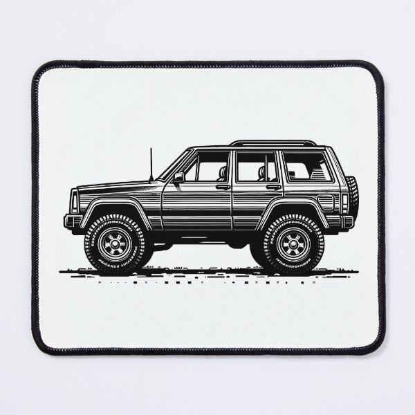 Item preview, Cherokee XJ 4x4 USA offroad Vintage old school vehicle  -  black line art  designed and sold by Off-Road-Zone.