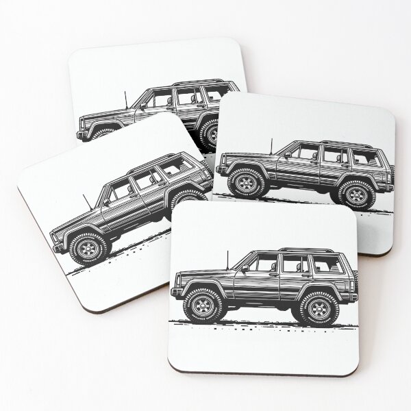 Item preview, Cherokee XJ 4x4 USA offroad Vintage old school vehicle  -  black line art  designed and sold by Off-Road-Zone.