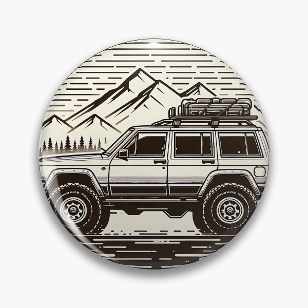 Item preview, Cherokee XJ 4x4 USA offroad Vintage old school vehicle  -  black line art  designed and sold by Off-Road-Zone.