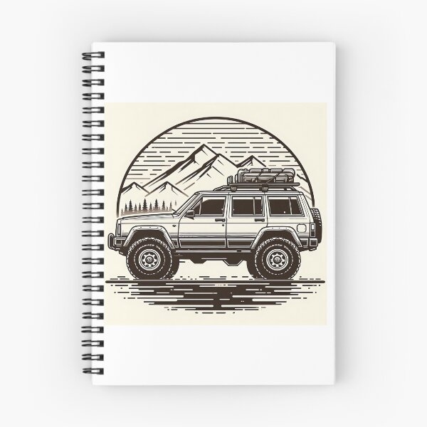 Item preview, Cherokee XJ 4x4 USA offroad Vintage old school vehicle  -  black line art  designed and sold by Off-Road-Zone.