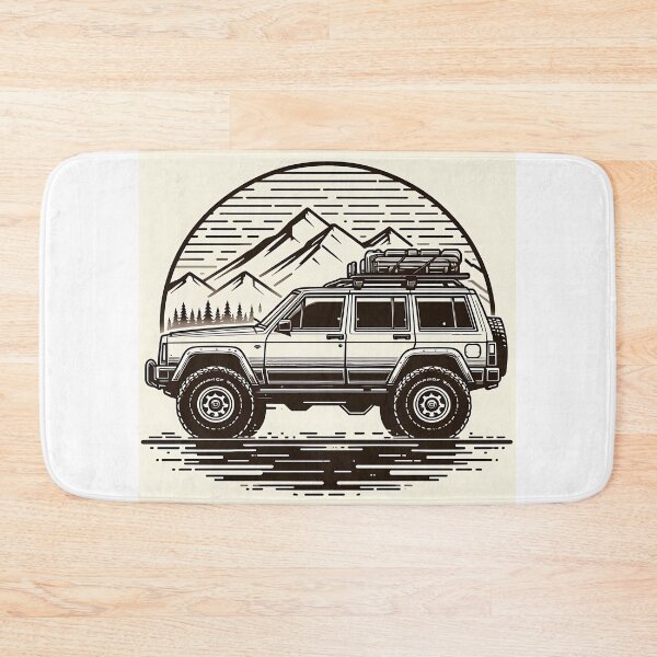Item preview, Cherokee XJ 4x4 USA offroad Vintage old school vehicle  -  black line art  designed and sold by Off-Road-Zone.