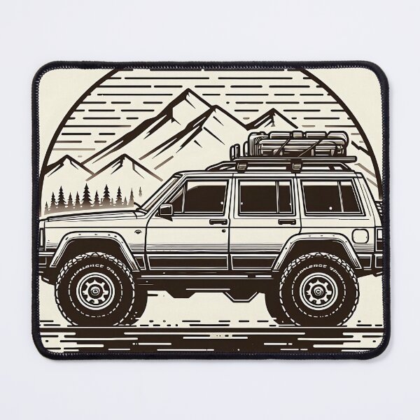 Item preview, Cherokee XJ 4x4 USA offroad Vintage old school vehicle  -  black line art  designed and sold by Off-Road-Zone.