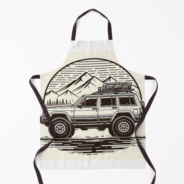 Item preview, Cherokee XJ 4x4 USA offroad Vintage old school vehicle  -  black line art  designed and sold by Off-Road-Zone.