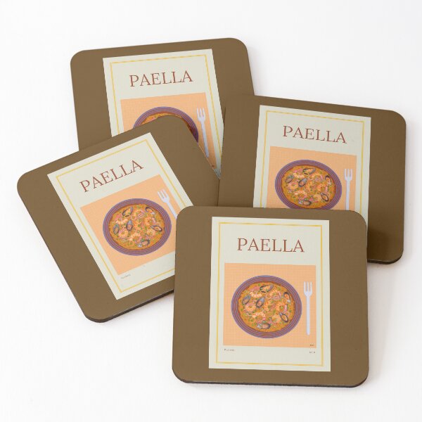 Item preview, PAELLA illustration with a plate of rice, shrimps, mussels and squid rings designed and sold by Posteria.