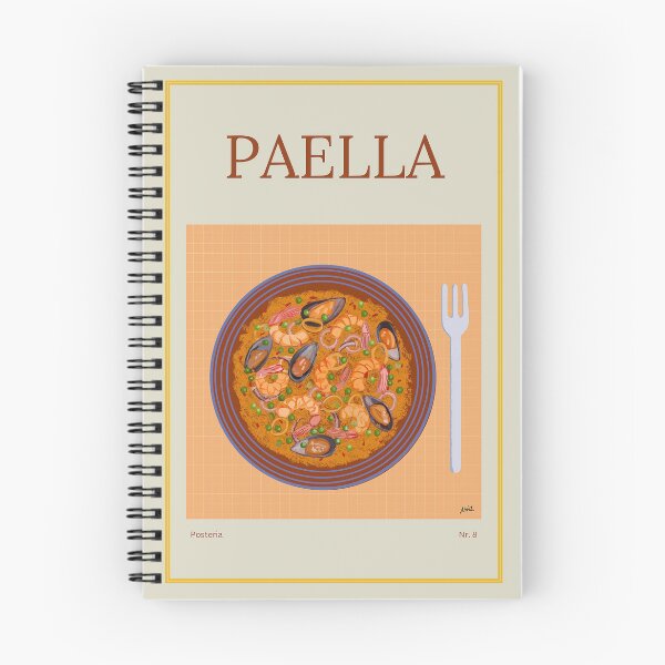 Item preview, PAELLA illustration with a plate of rice, shrimps, mussels and squid rings designed and sold by Posteria.