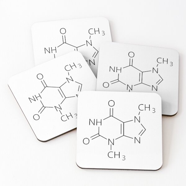Item preview, cafeine molecule, chemistry and coffee designed and sold by NoetherSym.