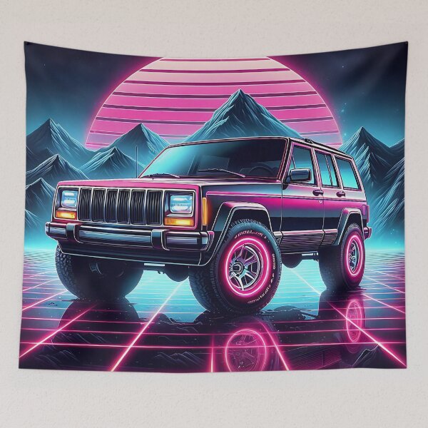 Item preview, Cherokee XJ 4x4 USA offroad Vintage old school vehicle  - Neon Art designed and sold by Off-Road-Zone.