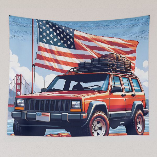 Item preview, Cherokee XJ 4x4 USA offroad Vintage old school vehicle  - pixel art designed and sold by Off-Road-Zone.