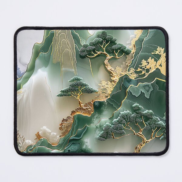 Item preview, Gold-Inlaid-Jade-Carving-Landscape - 18 designed and sold by Made-by-Gus.