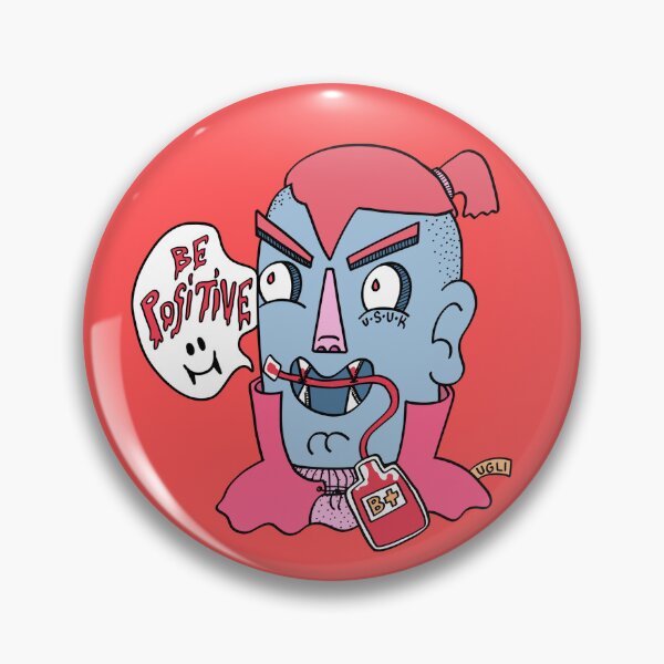 Item preview, Be Positive - Blue Vampire with B Positive Blood Bag Cartoon Art Print designed and sold by Justin Pierce.