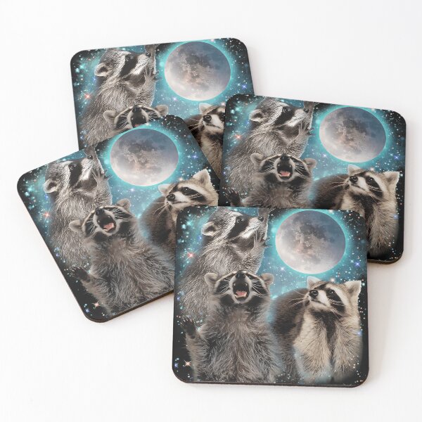 Item preview,  3 Racoon Moon Howling Raccoon Head Funny designed and sold by Caleollier.