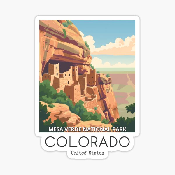 Item preview, Une illustration de voyage vintage du parc national de Mesa Verde - Colorado - États-Unis designed and sold by GoodOldVintage.