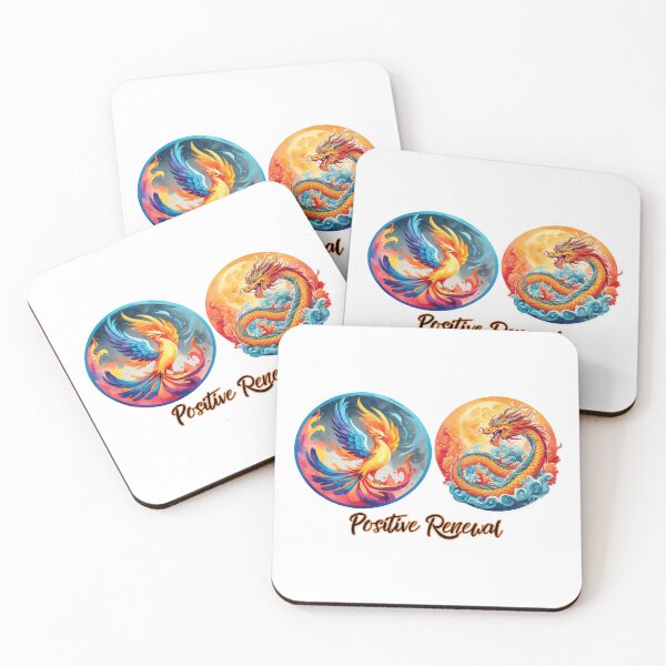 Item preview, positive change renewal  Dragon, Phoenix, sun shine, Bring lucky, Prosperity, water color designed and sold by RoseAIArtRhythm.