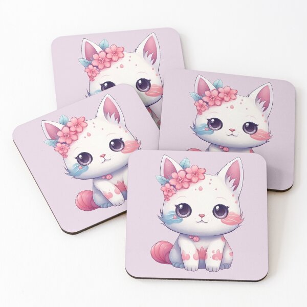 Item preview, Cute floral anime cat designed and sold by Vkinsify.