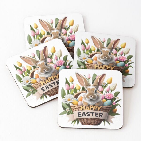 Item preview, easter bunny in easter basket and tulips flowers designed and sold by Expressions-Sel.