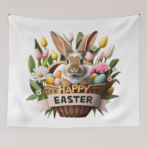 Item preview, easter bunny in easter basket and tulips flowers designed and sold by Expressions-Sel.