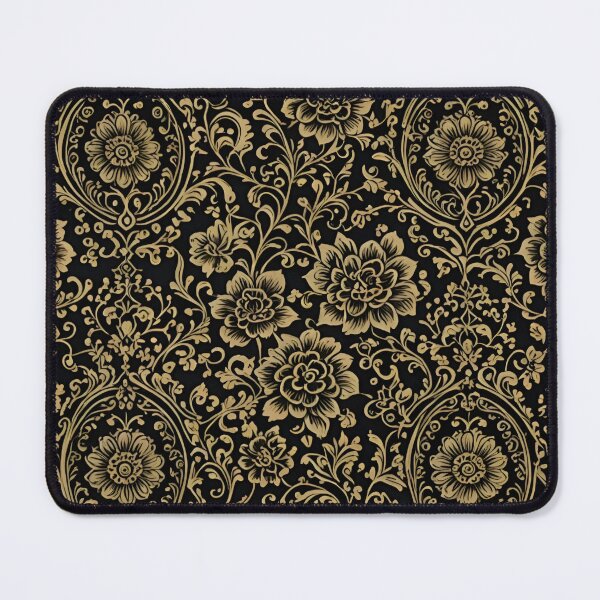 Item preview, Golden floral damask pattern designed and sold by AJSRPrints.