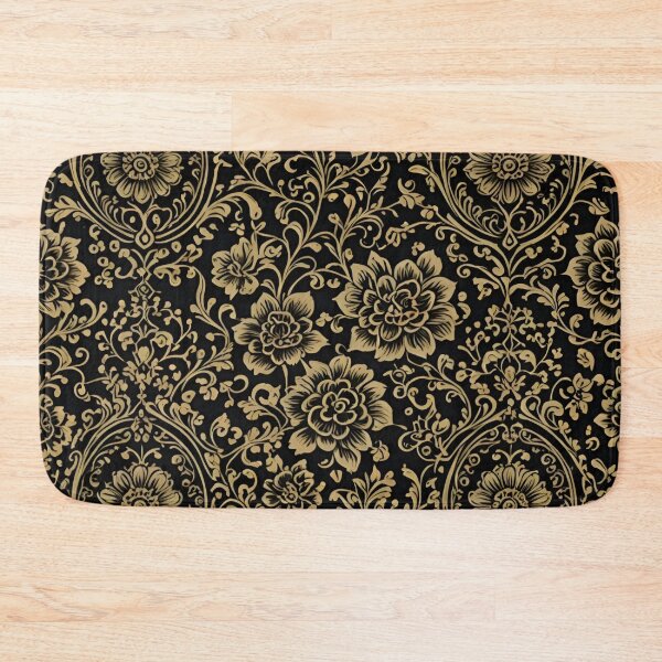 Item preview, Golden floral damask pattern designed and sold by AJSRPrints.