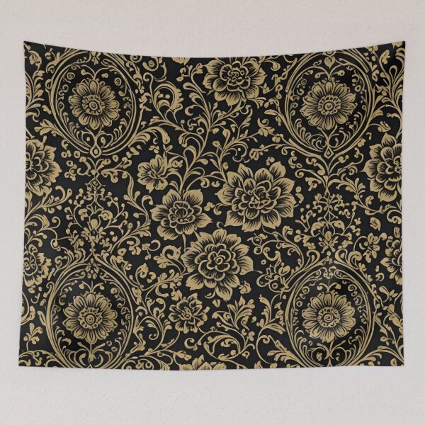 Item preview, Golden floral damask pattern designed and sold by AJSRPrints.