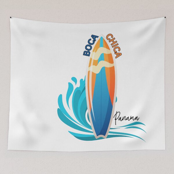 Item preview, Boca Chica Panama Surfing Surfboard Colorful Stylistic Orange Blue  designed and sold by julyperson.