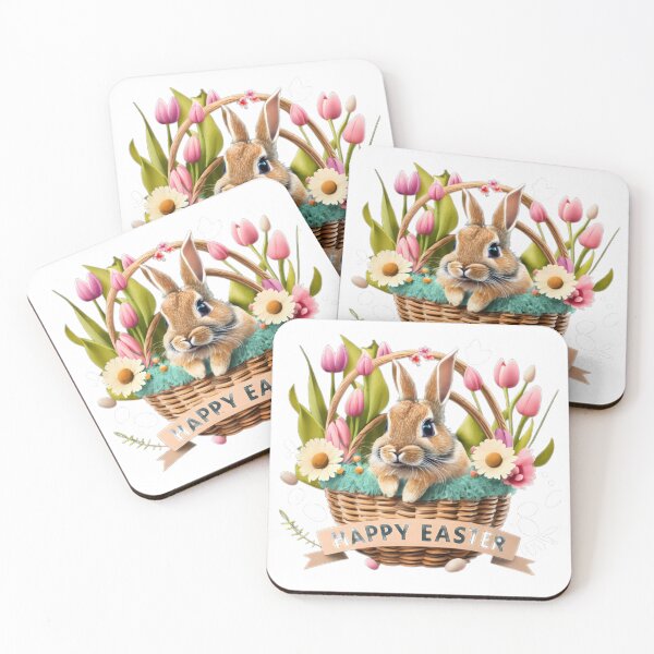 Item preview, easter bunny in easter basket and flowers designed and sold by Expressions-Sel.