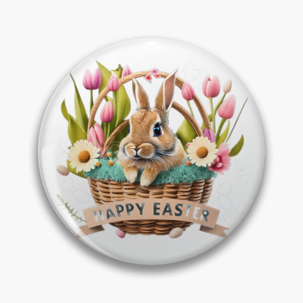 Item preview, easter bunny in easter basket and flowers designed and sold by Expressions-Sel.