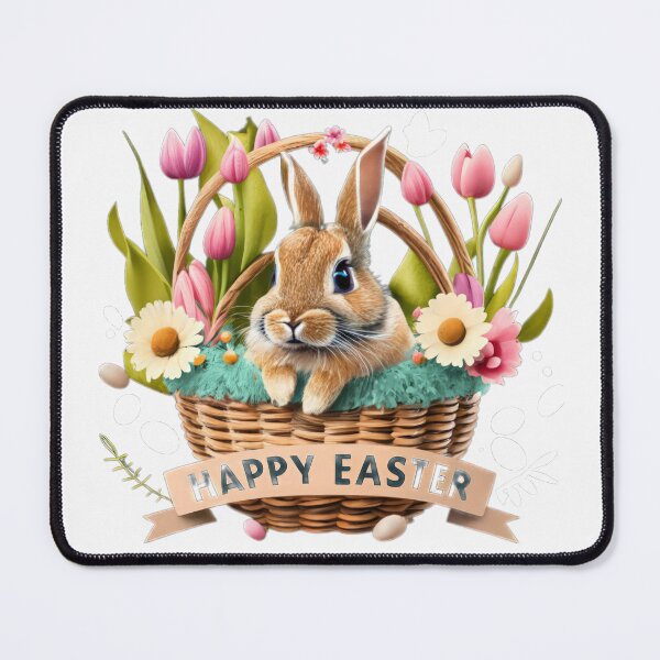 Item preview, easter bunny in easter basket and flowers designed and sold by Expressions-Sel.