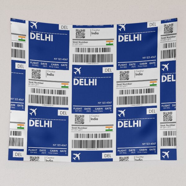 Item preview, Delhi Airplane Boarding pass designed and sold by RoamInk.