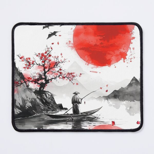 Item preview, Water colour Japanese fishing boat in red, white and black designed and sold by molly-josh-art.