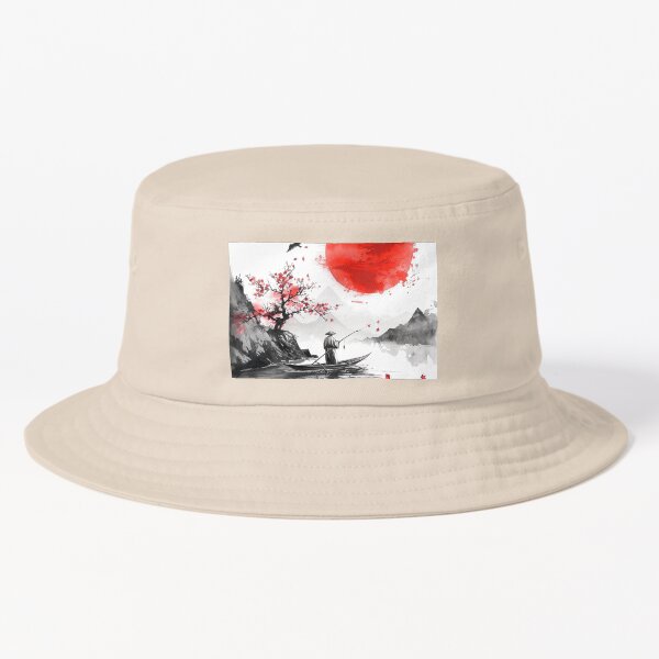 Aperçu de l'œuvre Aquarelle Bateau de pêche japonais en rouge, blanc et noir créée et vendue par molly-josh-art.