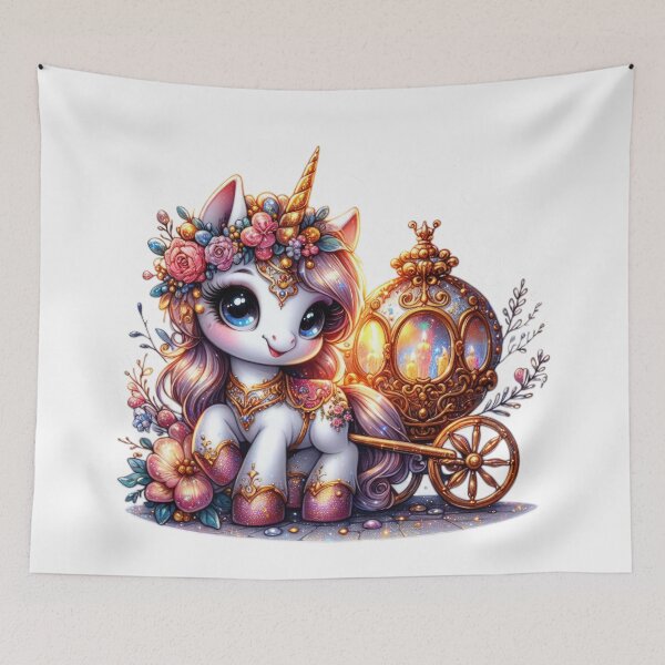 Item preview, cute unicorn with carriage and easter egg designed and sold by Expressions-Sel.