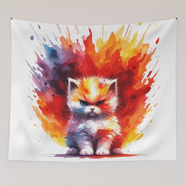 Item preview, Feline Fury: A Watercolor Explosion designed and sold by LuminShadowArt.