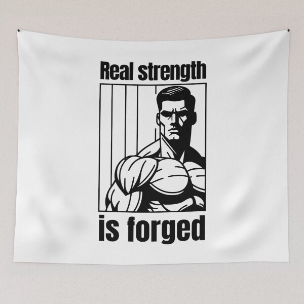 Item preview, Real strength is forged - muscular silhouette black designed and sold by Weknes.